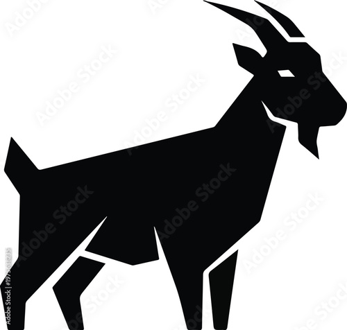 Geometric goat silhouette logo icon vector illustration isolated on white background