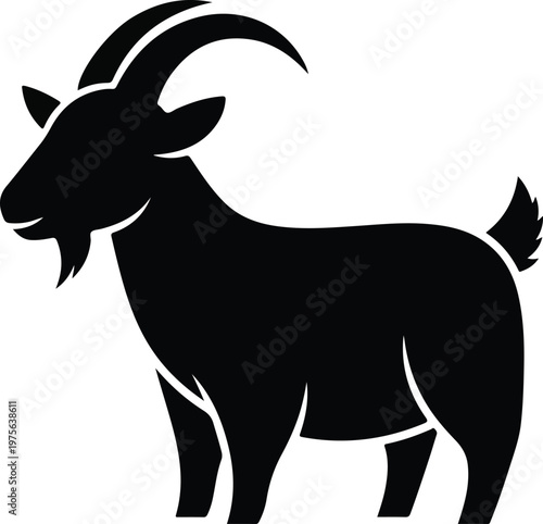 Goat Silhouette Vector Illustration - Farm Animal Icon Design