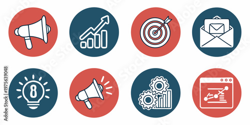 Collection of colorful recycling symbols on rounded badges