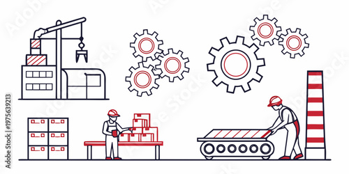 Colorful illustration of various household chores and activities