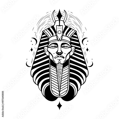 A drawing style illustration representing egyptian scribe