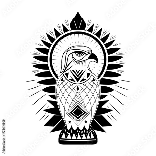 A glyph style illustration showing horus falcon