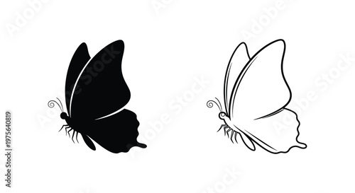 Elegant Butterfly Silhouette Design Art Vector