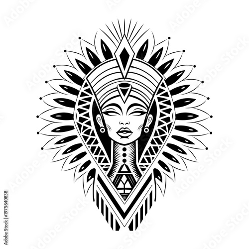 A glyph style illustration showing queen nefertiti