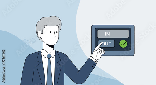 Businessman Pressing Button On Screen.