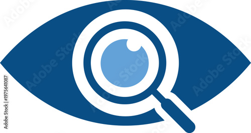 Eye Search Icon Set. Eye and magnifying glass icons. Visual search and biometric symbols. Vision tracking and eye scanning design
