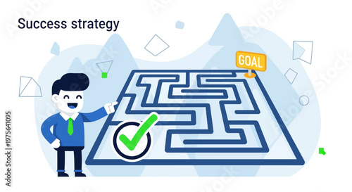 Businessman Solves Maze Successfully.