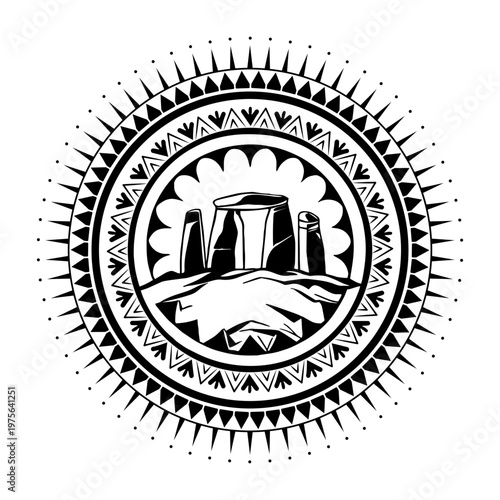 A drawing style illustration representing stonehenge