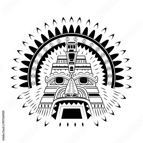 A glyph style illustration showing asian temple