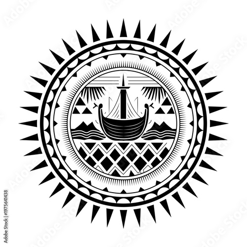 A drawing style illustration representing viking ship