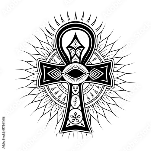 A drawing style illustration representing ankh cross