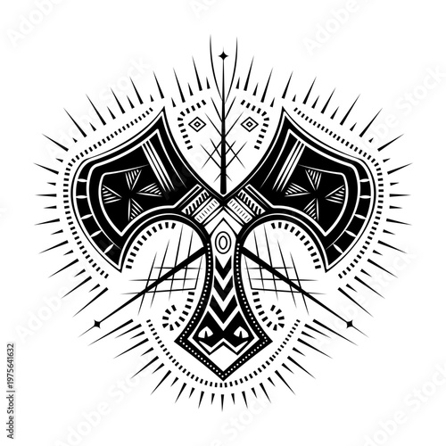 A glyph style illustration showing norse rune