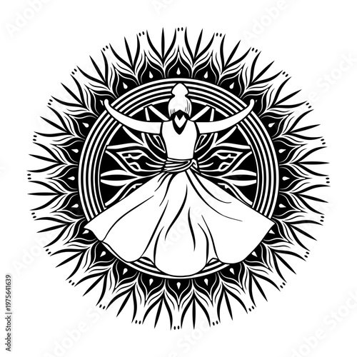 A glyph style illustration showing shaman