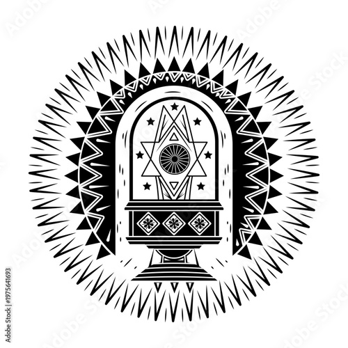 A sketchy vector illustration of ancient shrine
