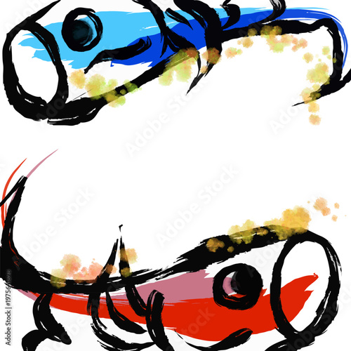 墨で描いた鯉のぼり