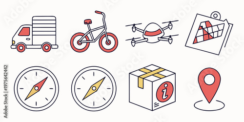 Colorful vector illustration of various modes of transportation