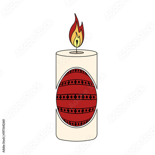 Easter candle with Easter Egg isolated transparent background. Creative Easter vector art template design. Perfect for holiday concept. EPS 10