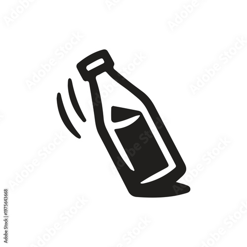 Stylized Bottle Shaking Graphic Representing Liquid Mixing and Drink Agitation