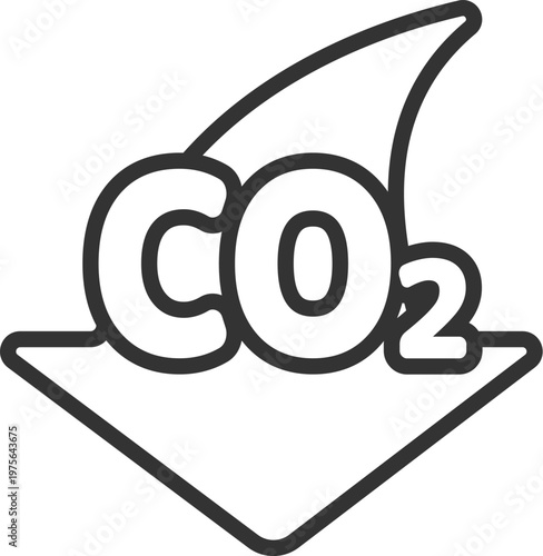 CO2削減のアイコン（線画）のイラスト
