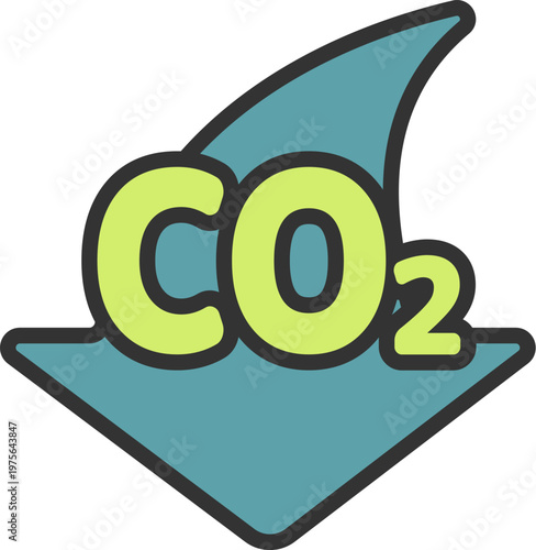 CO2削減のアイコン（線画カラー）のイラスト