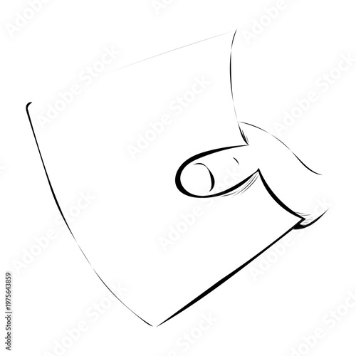 Ein Blatt Papier in der Hand halten.