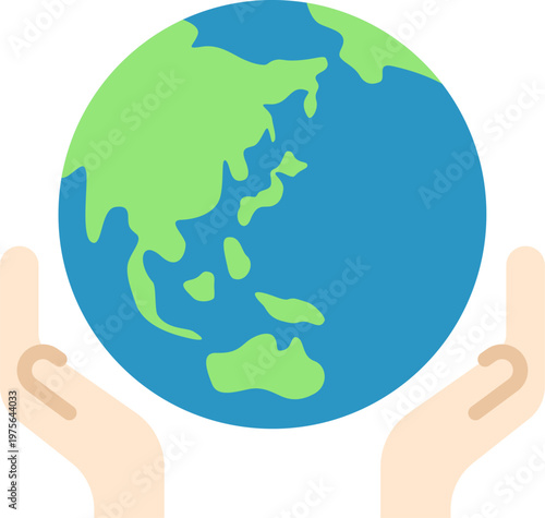 地球を包む手のアイコンのイラスト
