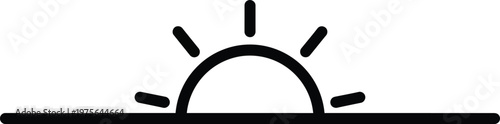 Sunrise icon, simple line art, new beginning, hope, daybreak, graphic symbol