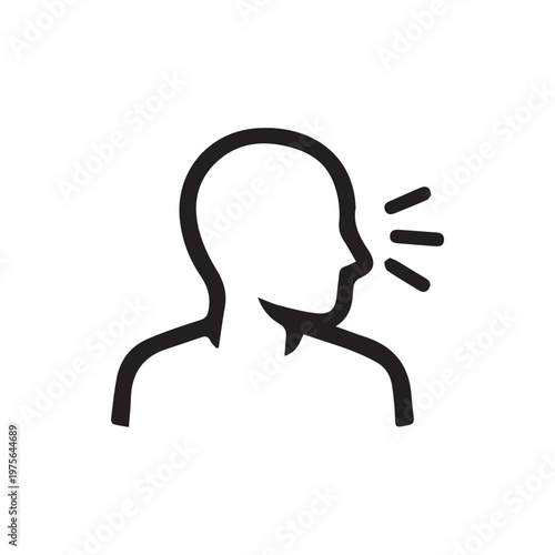 Stylized Human Head Icon Representing Speech and Communication Concepts