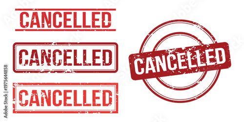 Cancelled Rubber Stamp Red Grunge Cancel Label Office Document Rejected Mark