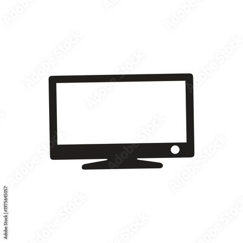 Minimalist Computer Monitor or Television Screen Icon Electronic Display Symbol
