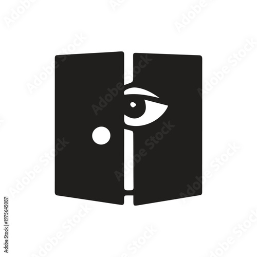 A Curious Eye Peering Through a Slightly Open Door Revealing a Glimpse of Intrigue and Mystery