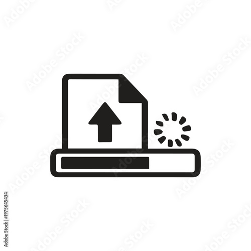 Digital File Uploading Icon Showing Progress and Active Loading Status