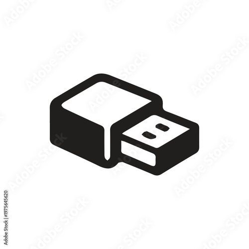 Black and White USB Connector Symbol for Digital Gadgets and Peripherals