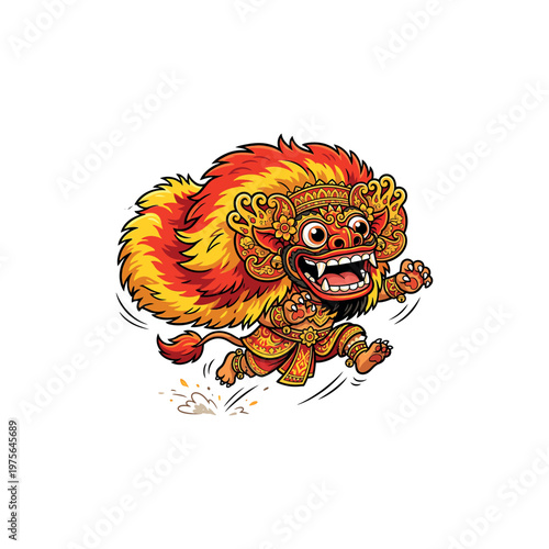 Vibrant lion dance performance costume character.
