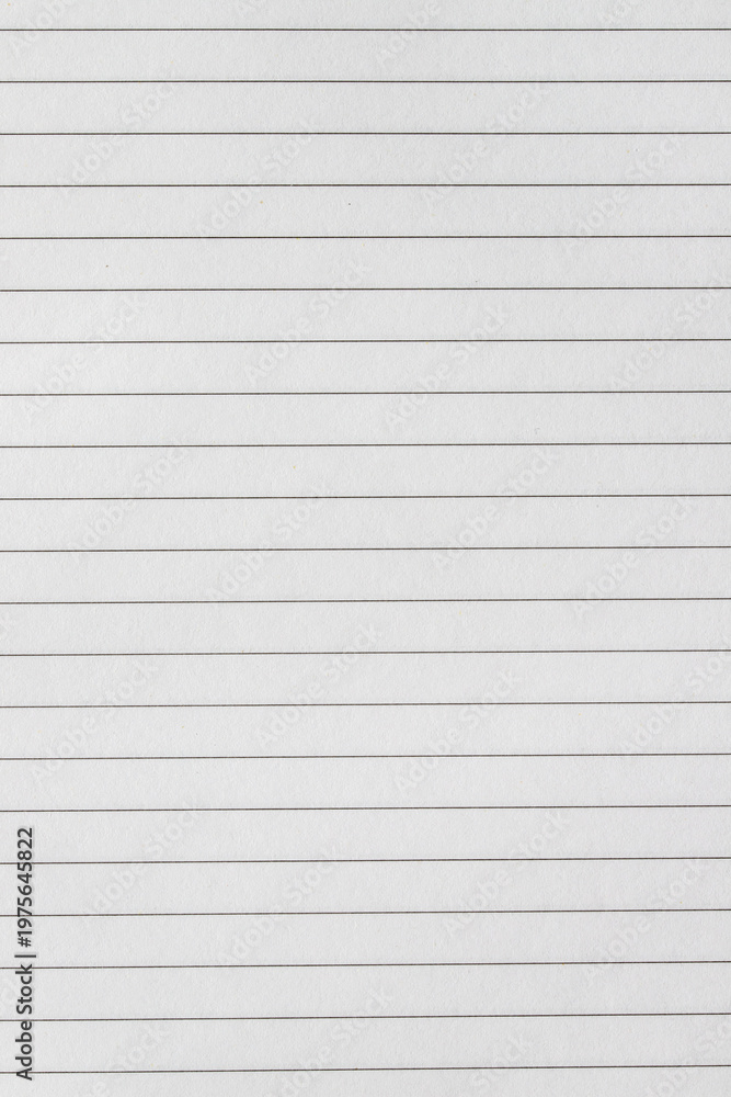 Naklejka premium Top view of white lined paper sheet texture with horizontal grey stripes for school education or business office note taking