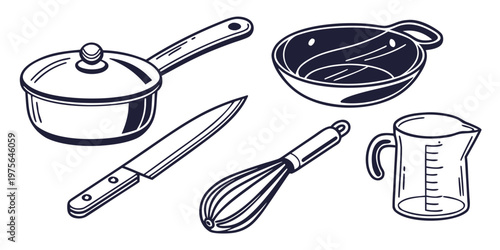 Assortment of silverware including a fork, spoon, knife and pepper grinder