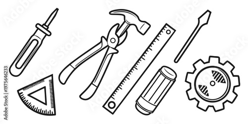 Hand-drawn illustration of a frying pan and spatula with a fried egg