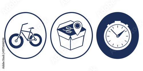 Vintage and modern transport symbols with a clock face illustration