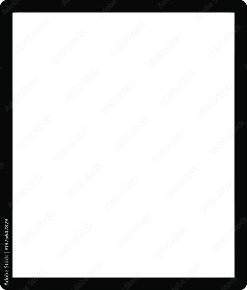Obraz premium Blank white square icon with thick black border, isolated on white background.