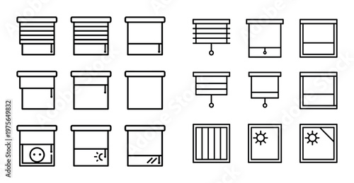 Window blind icons showing variations on white background