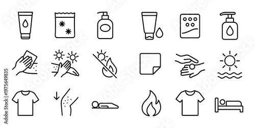 Hand hygiene and care icons displayed in grid layout