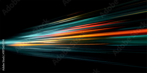 Foto captivating streak of light, a dynamic visual representing speed, motion, and technological advancement, set against a dark backdrop