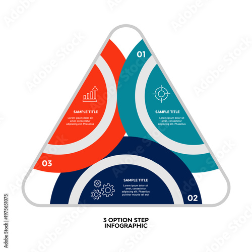 Vector triangle element for infographic set. Template for cycling diagram, graph, presentation. Business concept with 3 options, parts, steps or processes.