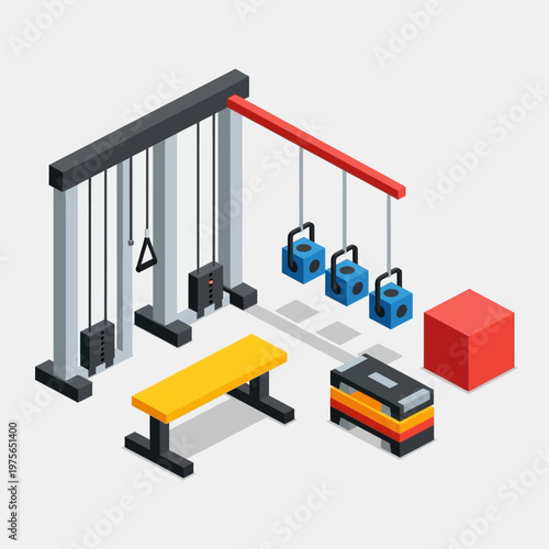 Isometric Gym Equipment Set for Strength Training and Fitness Workouts.