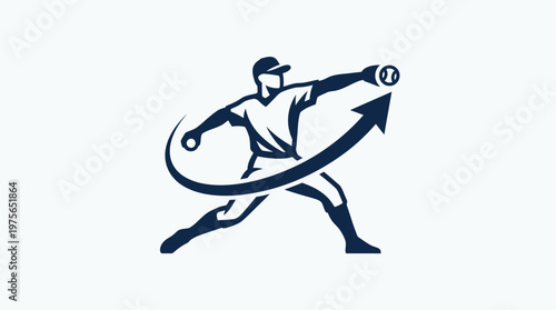 Baseball Pitcher with Upward Arrow