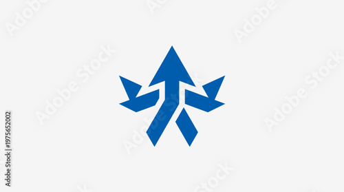 Abstract Blue Geometric Starburst Emblem on White Background