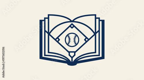 Open Book with Baseball Diamond and Ball
