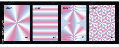Abstract Holographic Gradient Poster Template Vector Set 