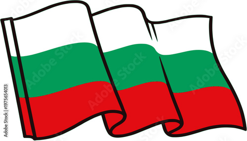 Bulgaria Flag Waving Pop Art Style Vector Illustration