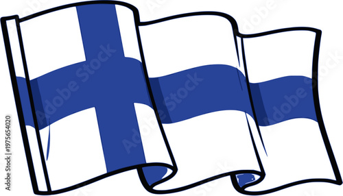 Finland Flag Waving Pop Art Style Vector Illustration